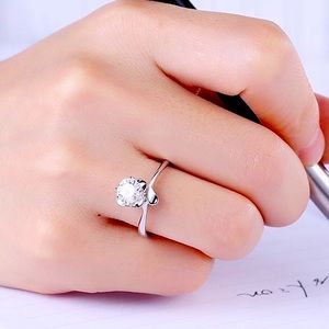 Rose Shaped Sterling Silver and Zircon Ring